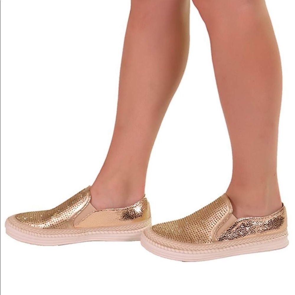 Rose gold rhinestone sneakers
